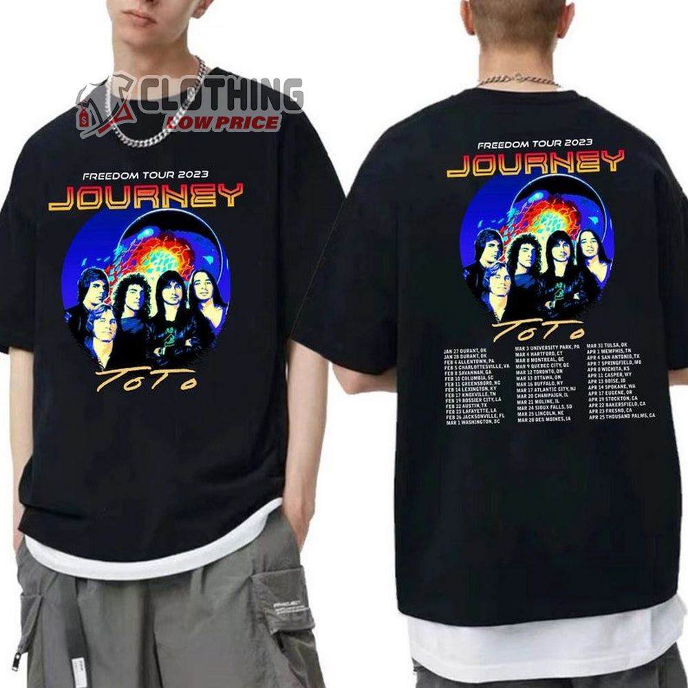 Journey 2023 Freedom Tour Unisex T-Shirt, 2023 Journey Tour With Special Guest ToTo Sweatshirt, Journey Concert Tee, Journey Band Gift For Fan Merch