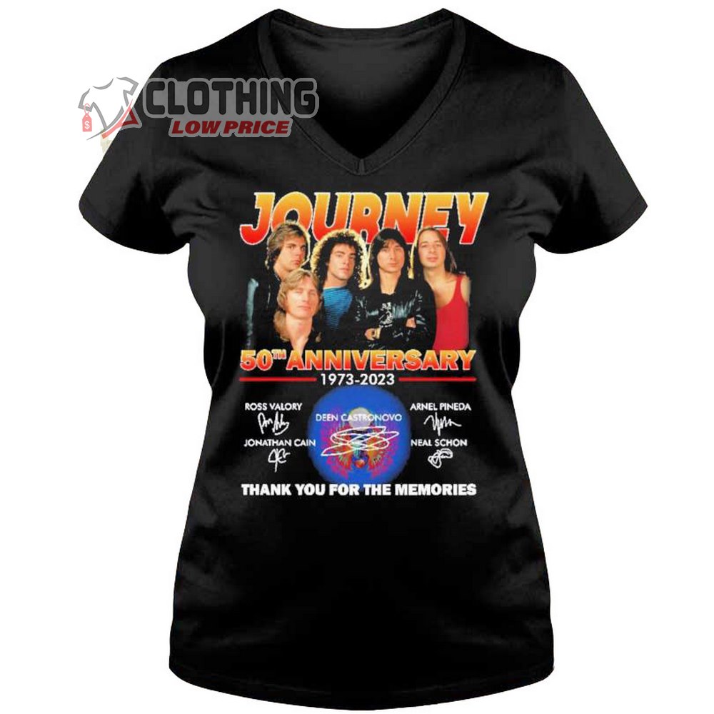 Journey 50th Anniversary 1973-2023 Thank You For The Memories Merch, Journey World Tour 2023 Signatures T-Shirt