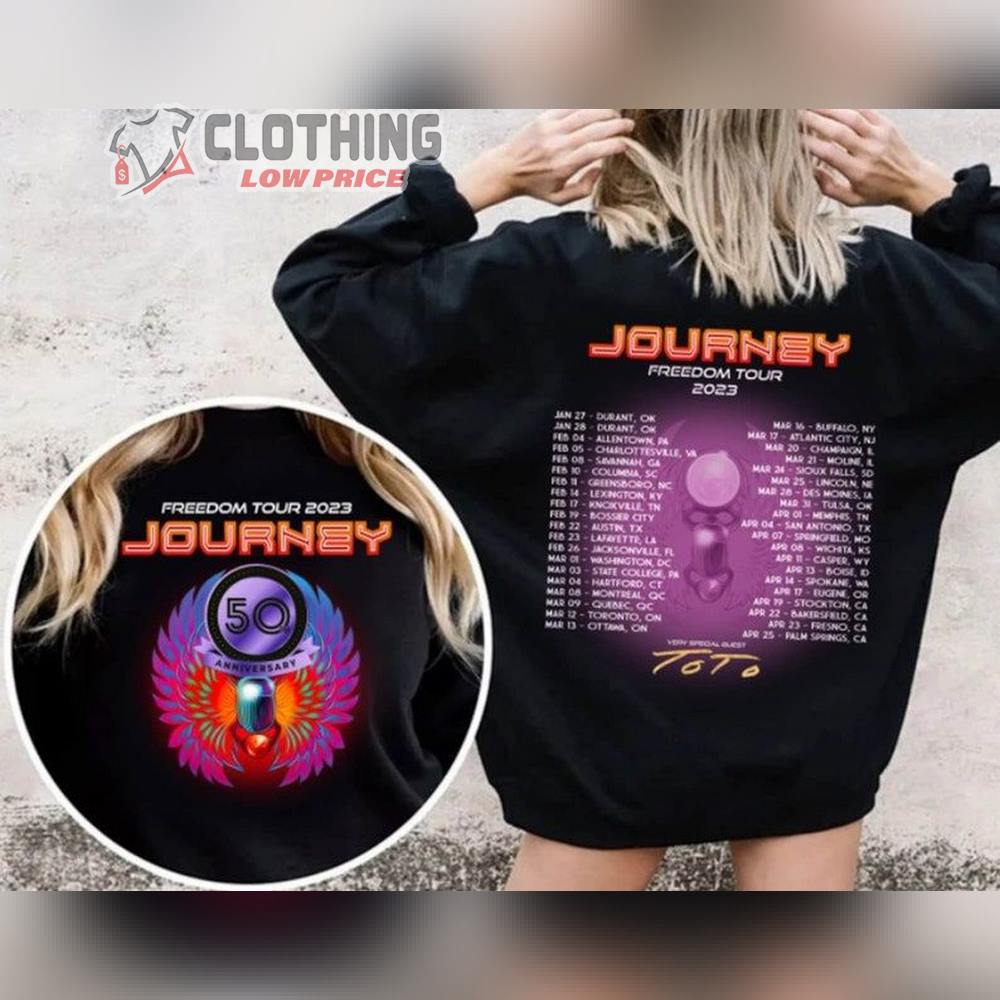 Journey Freedom Tour Dates 2023 T-Shirt, Journey 50Th Anniversary, Journey Tour 2023, Journey Concert Shirt, Journey Fan Gift, Rock Tour Sweatshirt