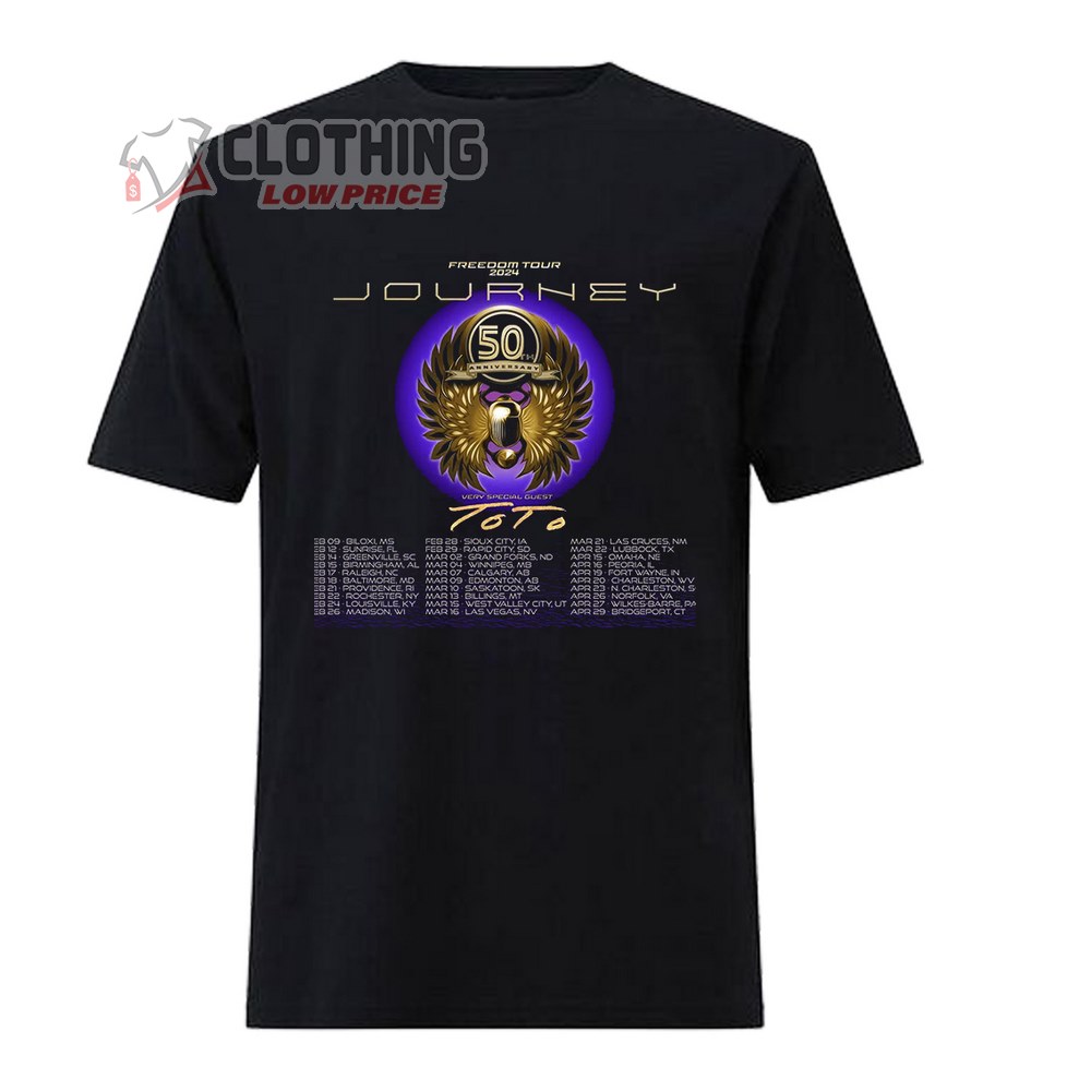 Journey Tour Dates 2024 Merch, Journey 50th Anniversary Shirt, Journey With Toto Tour 2024 T-Shirt