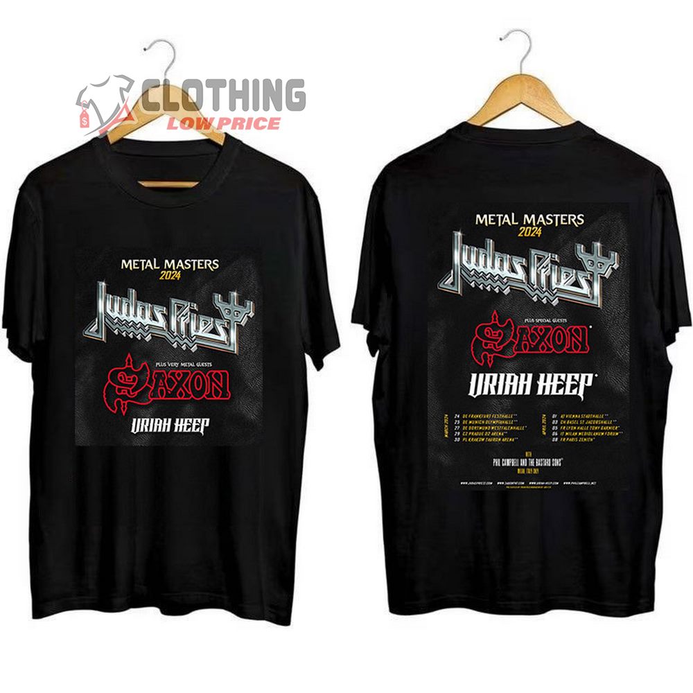 Judas Priest Uk Tour 2024 With Saxon And Uriah Heep Merch, Metal Master 2024 Judas Priest Shirt, Judas Priest Concert Tickets 2024 Live Tour Date T-Shirt