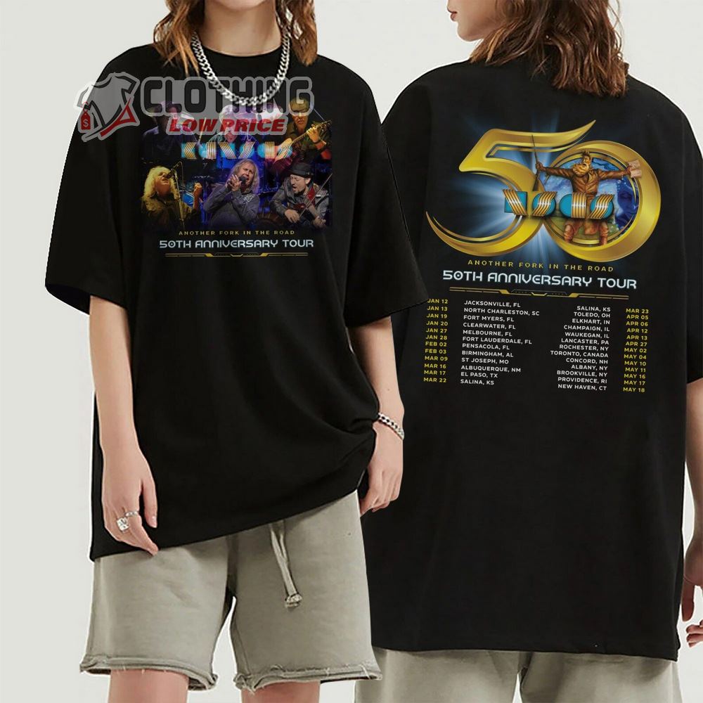 Kansas 50th Anniversary Tour 2024 Merch, Kansas Another Fork In The Road Shirt, Kansas Band World Music Tour 2024 T-Shirt