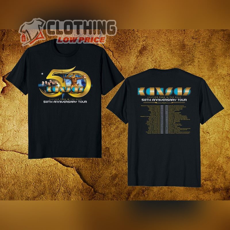 Kansas Band Tour Dates 2023 Shirt, Kansas Band 50th Anniversary Tour 2023 Another Fork In The Road T- Shirt, Kansas Band Tickets Merch