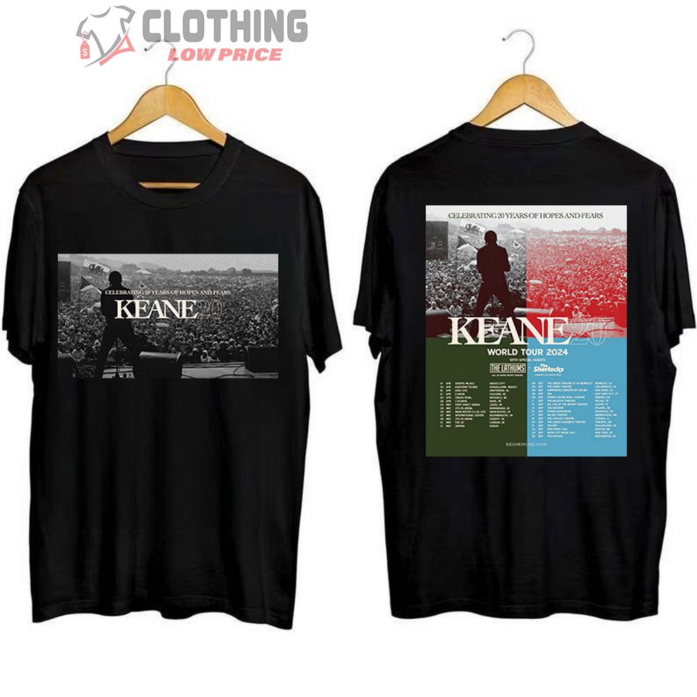 Keane Hopes And Fears Merch, Keane Tour Dates 2024 Shirt, Keane 20 USA And Canada Tour Tee, Celebrating 20 Years Of Hopes And Fears T-Shirt