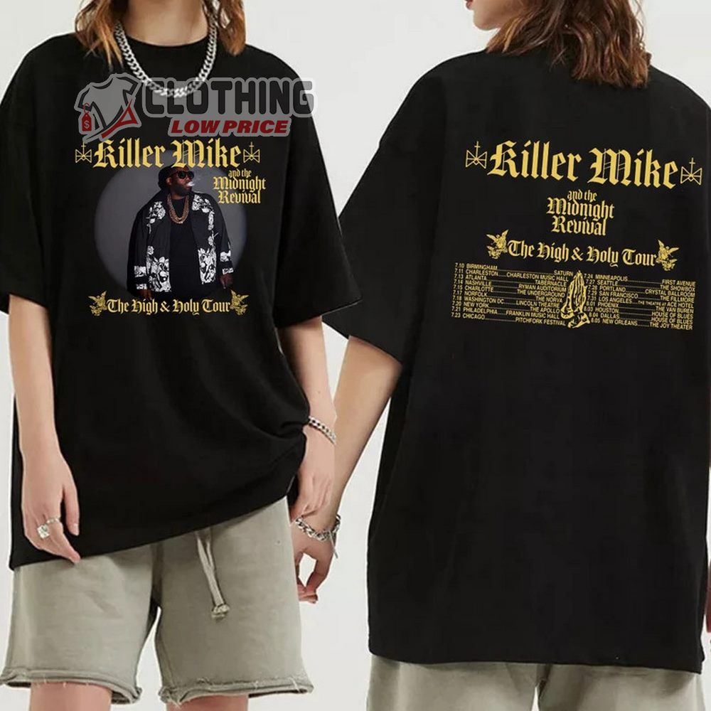 Killer Mike The High & Holy Tour Dates 2023 Merch, Killer Mike New Album Tour 2023 Shirt, Killer Mike And The Midnight Revival T-Shirt