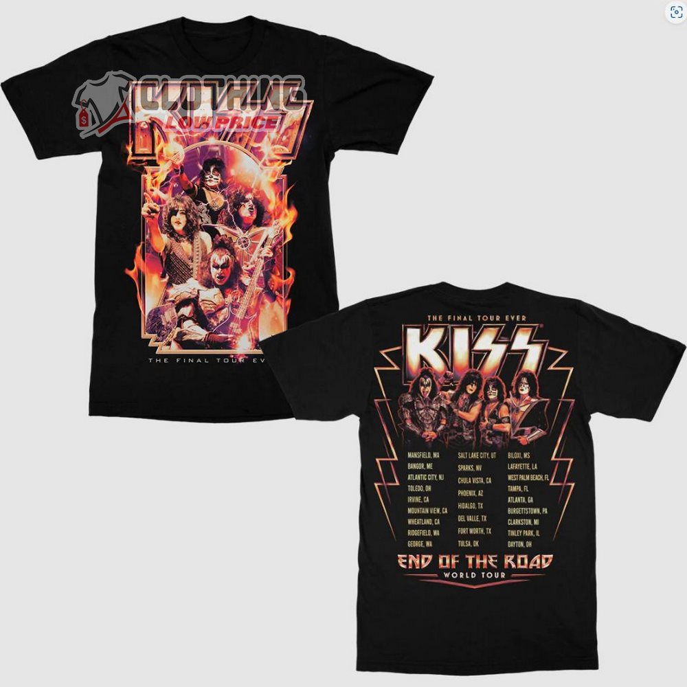 Kiss Band End Of The Road Tour 2022 Merch, Kiss Sacramento Los Angeles Mexico T-Shirt