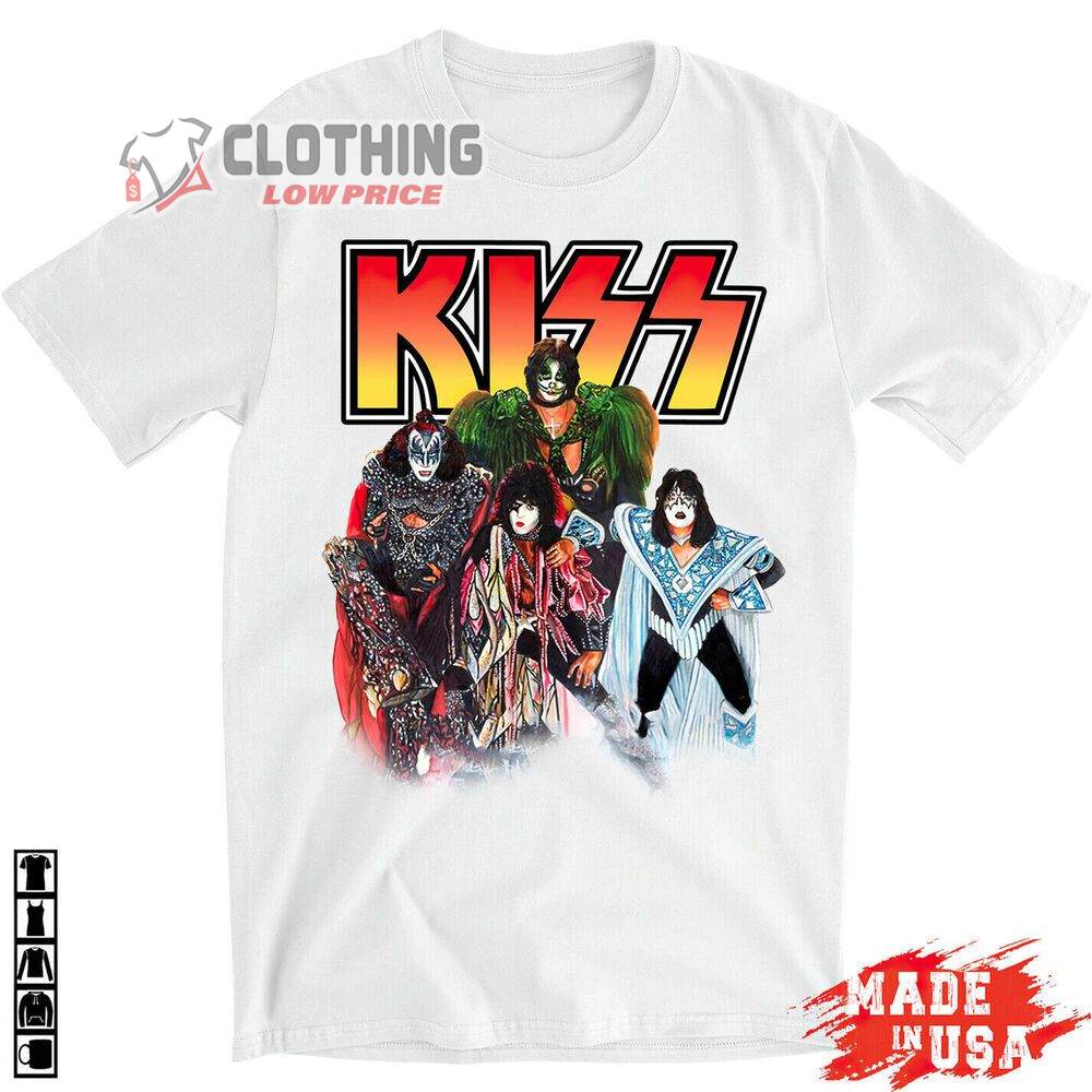 Kiss Band Tour Tribute 2022 Merch, Kiss Members Costumes Albums Songs T-Shirt