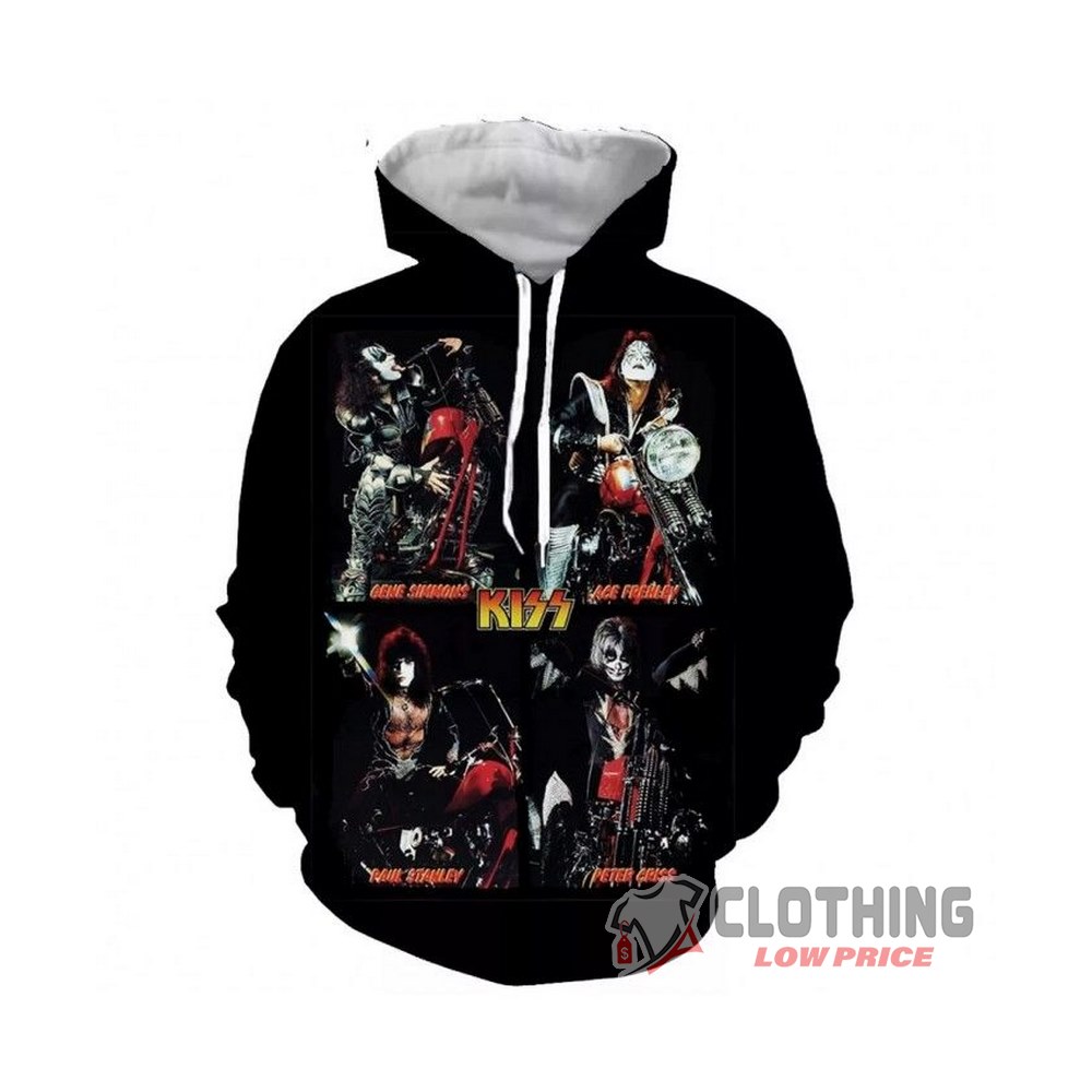 Kiss band Fashion Merch, Kiss band Fashion Long Sleeves 3D, Kiss Band Halloween Hoodie 3D All Over Printed