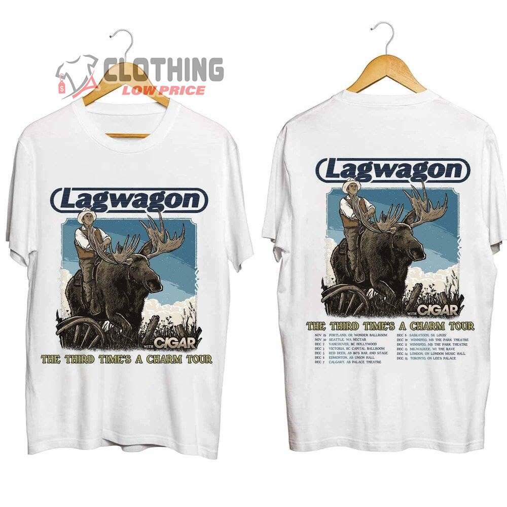 Lagwagon Tour 2023 Merch, Lagwagon The Third Time's A Charm Tour Shirt, Lagwagon 2023 Concert With Cigar Tee, Lagwagon Canadian Tour 2023 T-Shirt