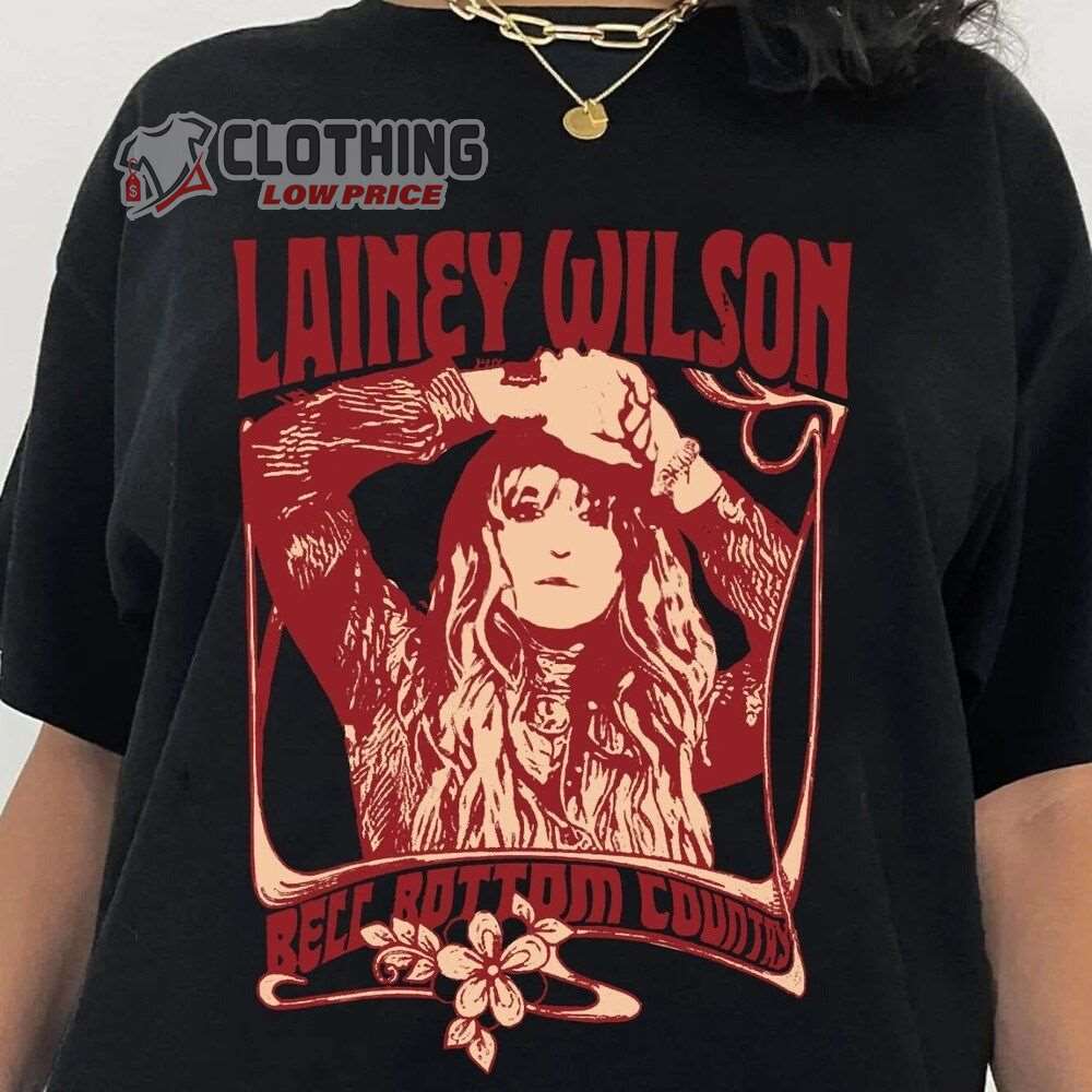 Lainey Wilson Country With A Flare Tour 2023 Dates Merch, Lainey Wilson Bell Buttom Country Shirt Lainey Wilson Trippy Peach Tour 2023 T-Shirt