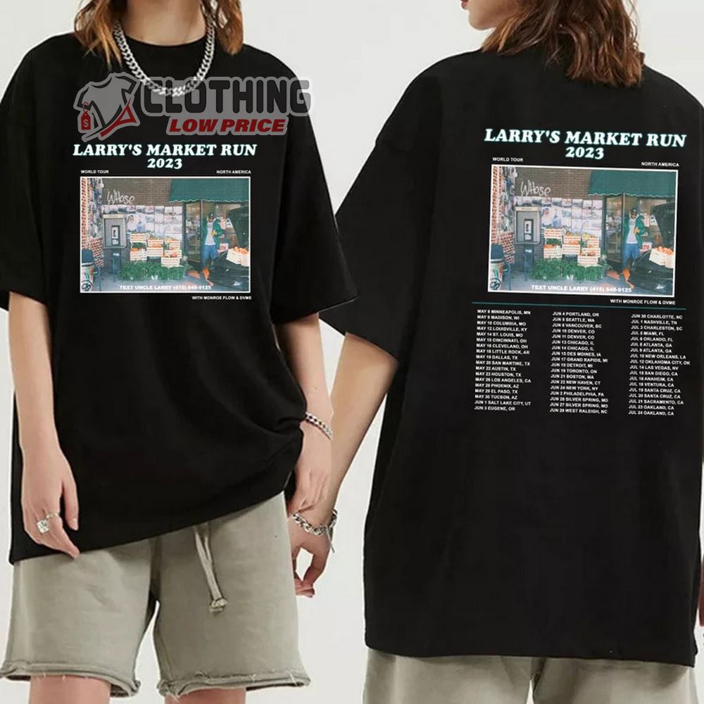 Larry's Market Run 2023 World Tour Merch, Larry June 2023 Concert Sweatshirt, Rapper Larry June North America 2023 T-Shirt