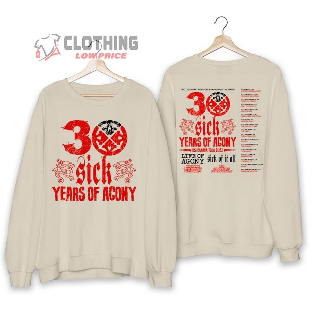 Life Of Agony 2023 Tour Dates Shirt, Life Of Agony Tour 2023 Shirt, Life Of Agony Vintage Sweatshirt, Life Of Agony 2023 Concert Merch