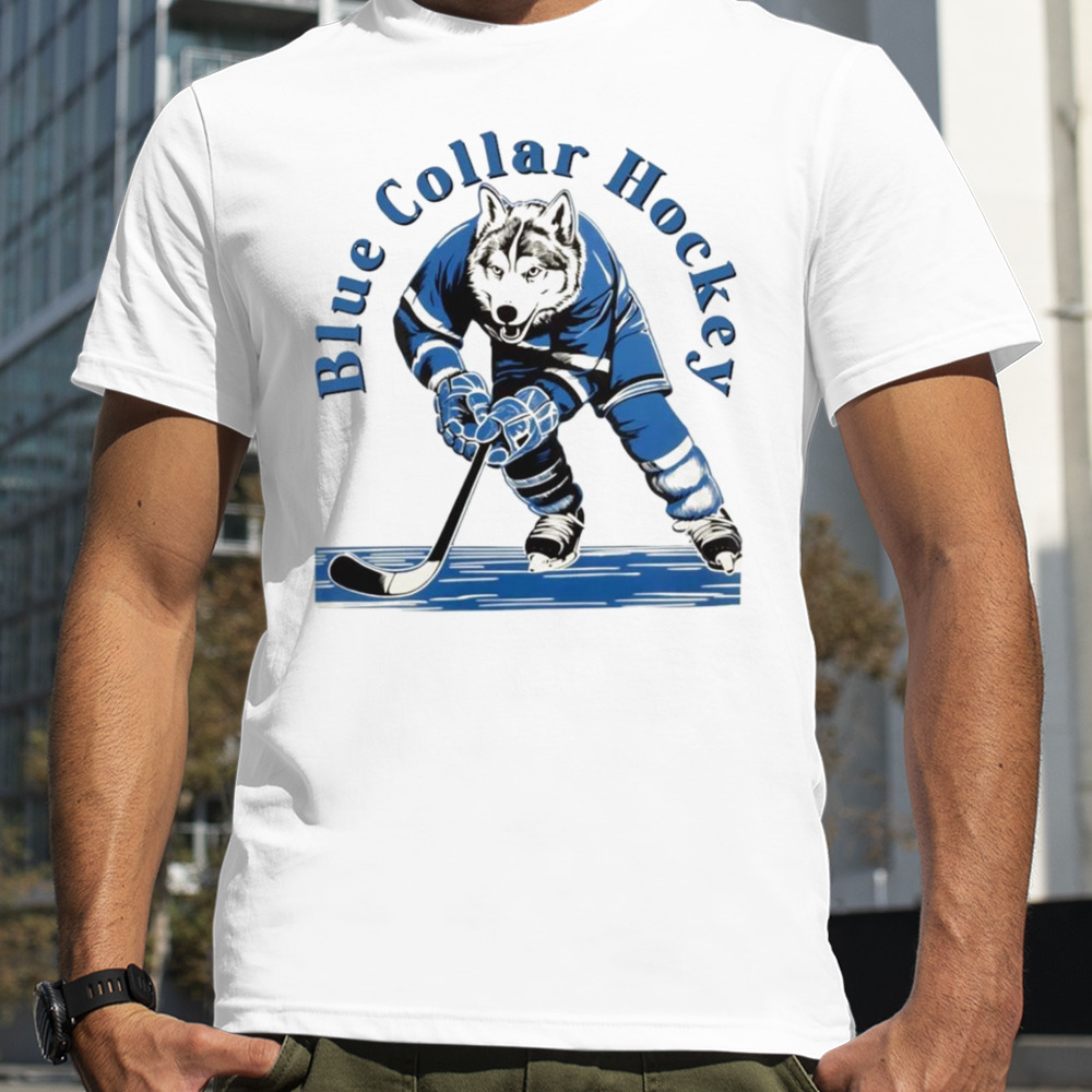 Wolf blue collar hockey shirt