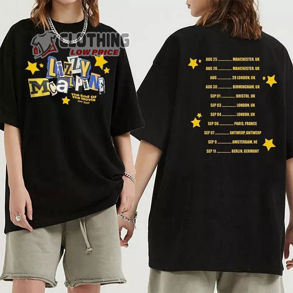 Lizzy Mcalpine The End Of The Movie Eu Rescheduled Tour 2023 Merch, Lizzy Mcalpine Tour 2023 Setlist Shirt, The End Of The Movie Lizzy Mcalpine Fan T-Shirt