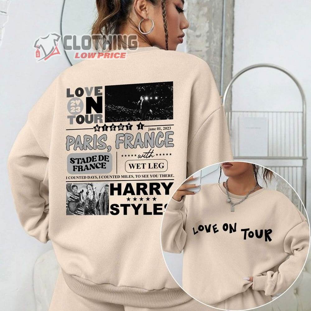 Lot Night 1 Paris Harry Styles Shirt, Harry Music Tour 2023 Shirt, Love On Tour 2023 Paris Night 1 & 2 Sweatshirt