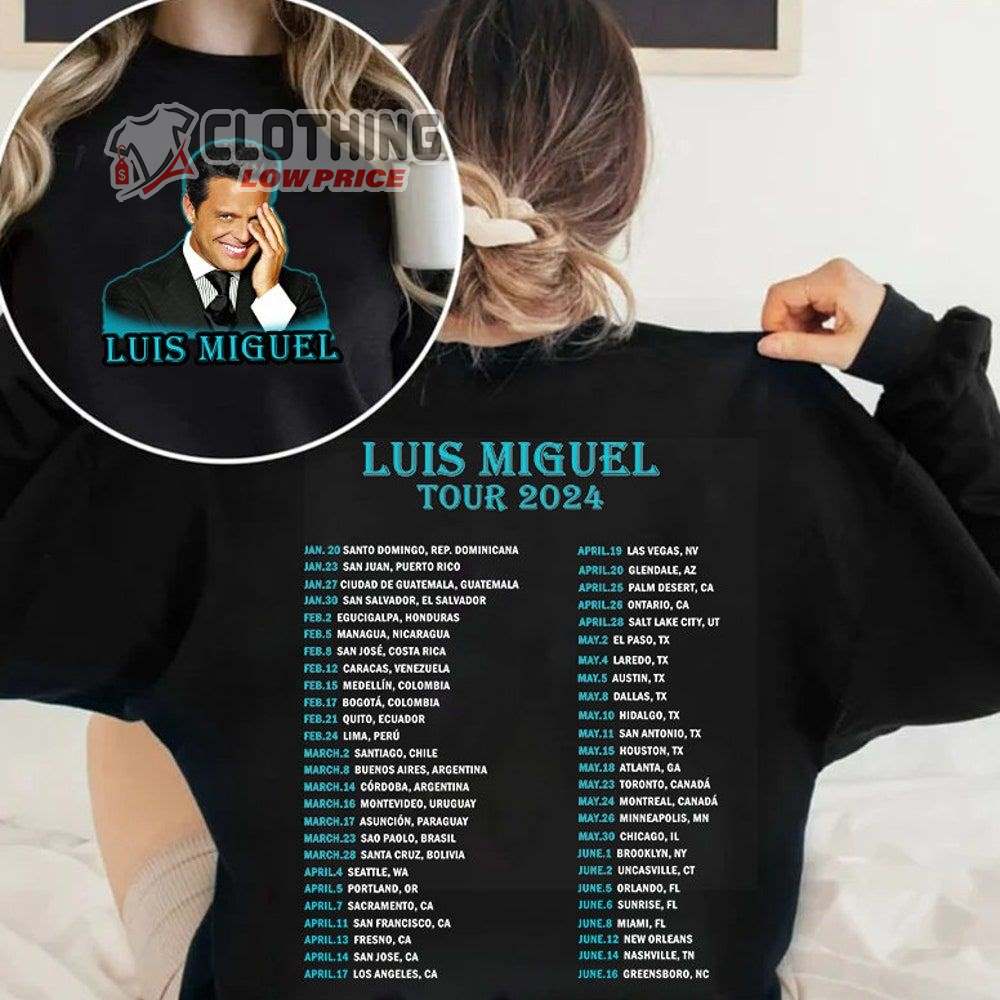 Luis Miguel 2024 Tour With San Antonio Stop Merch, Luis Miguel Adds New Tour Dates Shirt, Luis Miguel Tickets T-Shirt