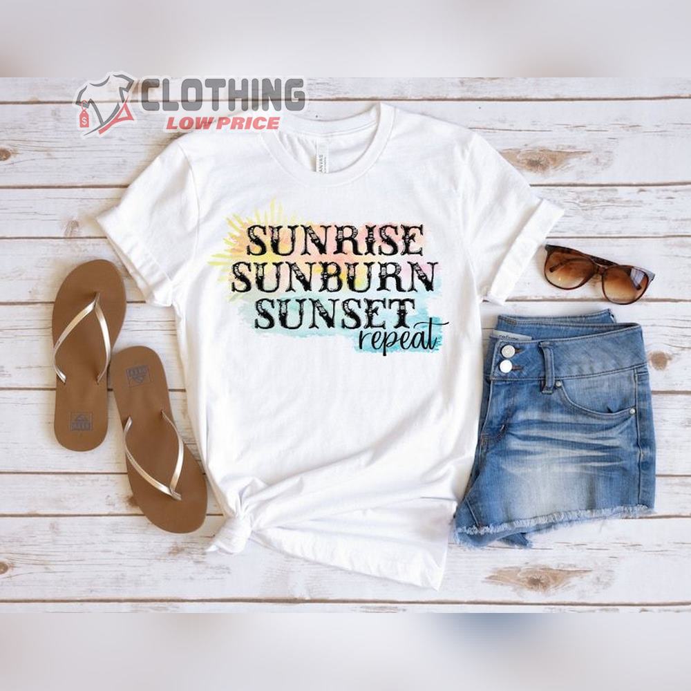 Luke Bryan Top Songs Merch, Sunrise Sunburn Sunset Repeat Western Shirt, Luke Bryan Concert Ticket Prices Tee