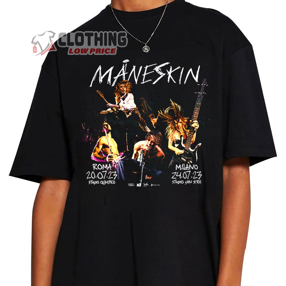 Maneskin Stadi Tour 2023 Setlist Merch, Maneskin 2023 Tour Italia Shirt, Maneskin Roma Milano Sweatshirt