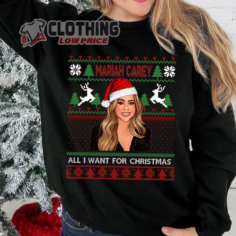 Mariah Carey Merry Christmas One And All Tour 2023 Shirt, All I Want For Christmas Ugly T- Shirt, Mariah Carey Merry Christmas Songs Merch