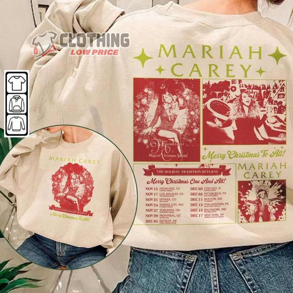 Mariah Carey The Holiday Tradition Returns Merch, Mariah Carey 2023 One And All Music Shirt, All I Want To Christmas Hoodie