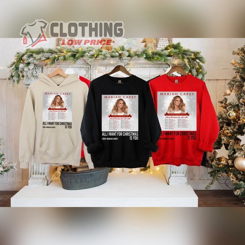 Mariah Carey Tour 2023 Christmas Merch Sweatshirt, Mariah Carey Christmas Tour 2023 Dates Hoodie, Mariah Carey Christmas Album Merch, Christmas Gift