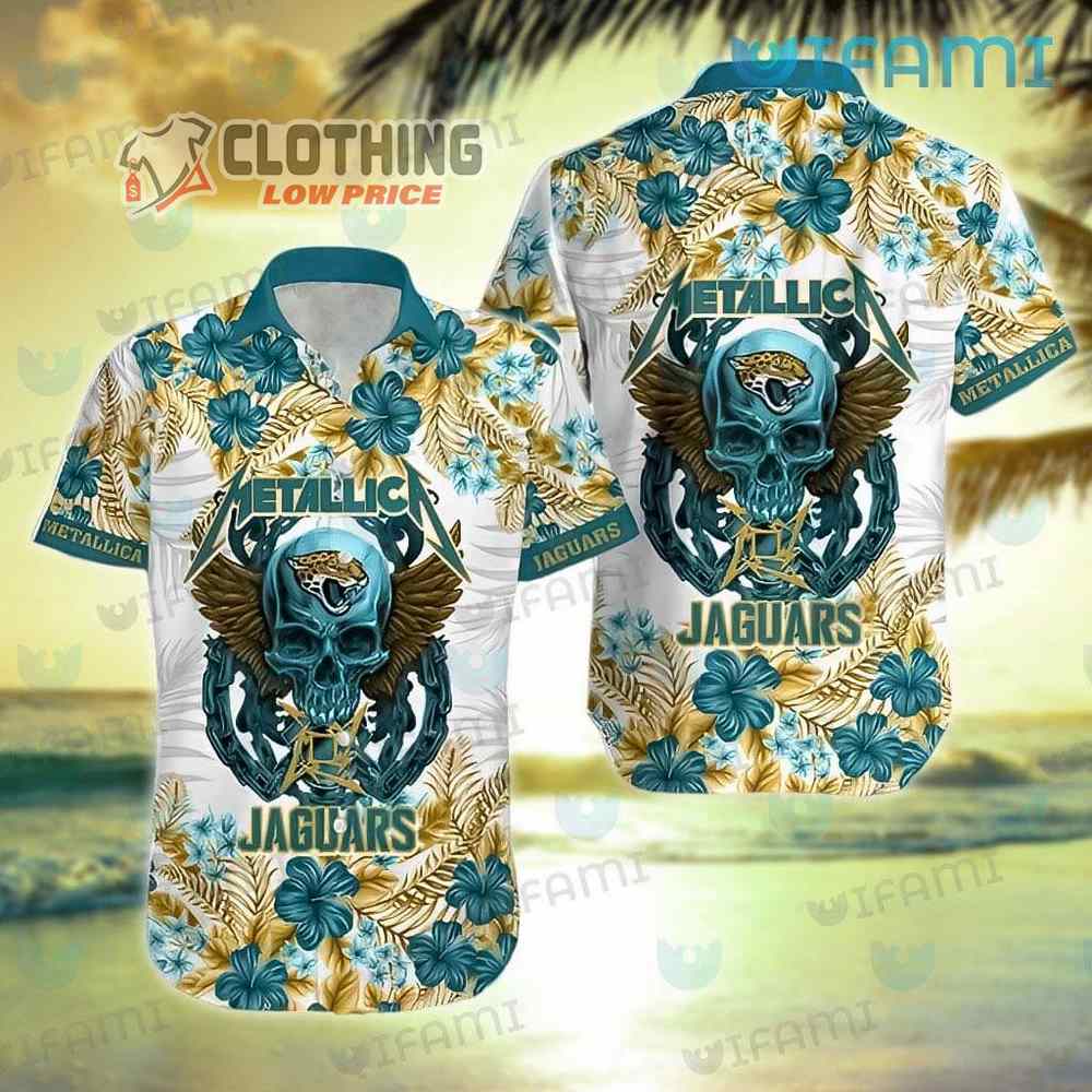 Metallica Skull And Flower Best Jaguars Hawaiian Shirt