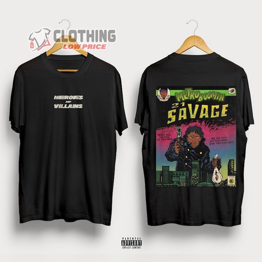 Metro Boomin World Tour Merch, 21 Savage Merch, Heroes And Villains Comic Shirt