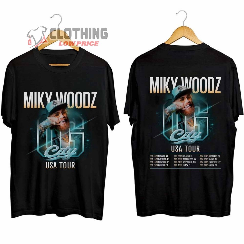 Miky Woodz Og City USA Tour 2023 Merch, Rapper Miky Woodz 2023 Concert Tickets Shirt, Og City Concert T-Shirt