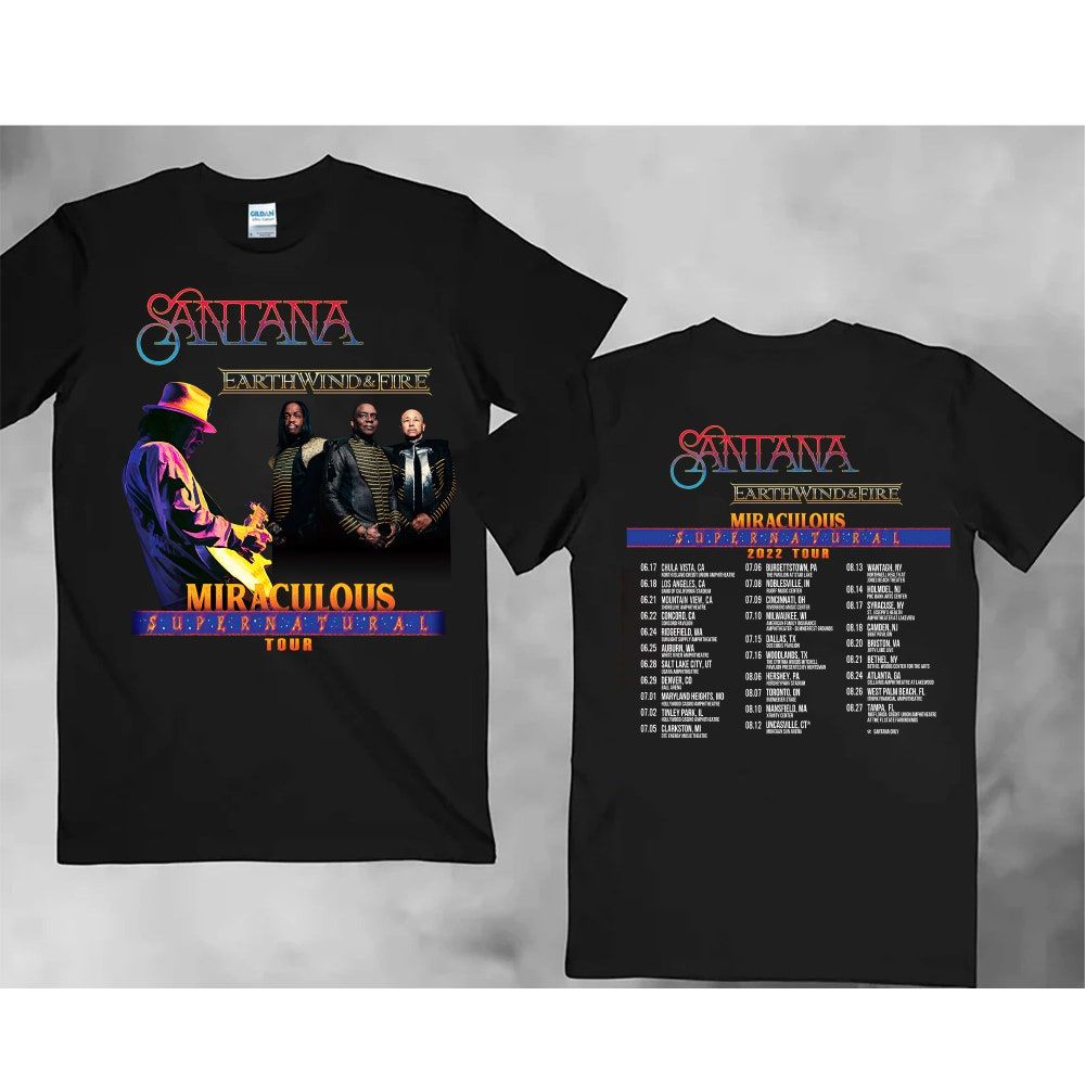 Miraculous Supernatural Tour 2022 Merch Santana Earth, Wind & Fire T-Shirt