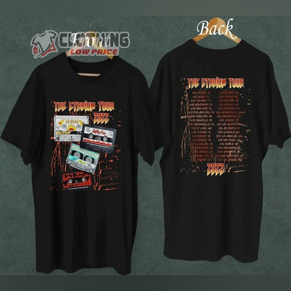 Motley Crue The Stadium Tour 2022 Poster Merch, Motley Crue Tour Setlist Songs T-Shirt