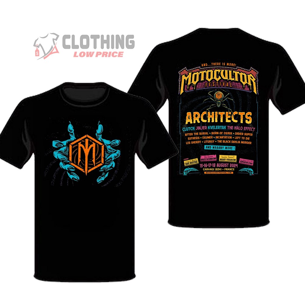 Motocultor Festival 2024 Devil Hand Hold Logo Merch, Motocultor Festival Architects 2024 Spider T-Shirt