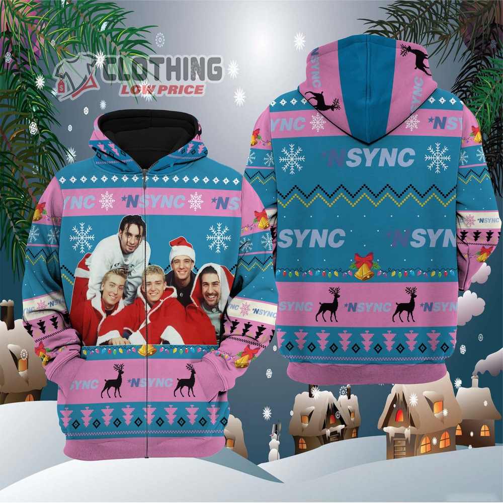 NSYNC Ugly Christmas Merch, NSYNC Christmas 2024 Ugly Hoodie 3D All Over Printed