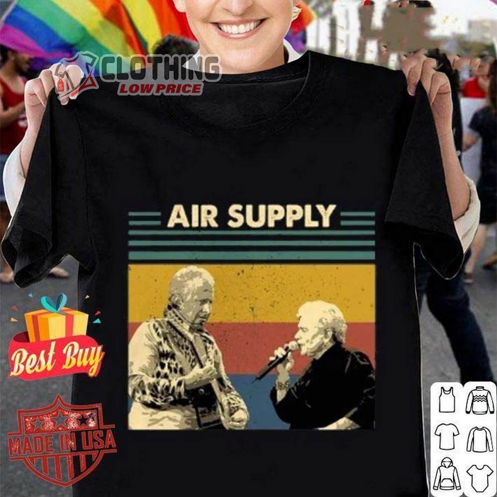 New Popular Air Supply Rock Duo Retro Short Sleeve Black All Size Shirt, Air Supply Tour 2023 T- Shirt, Air Supply Songs List T- Shirt