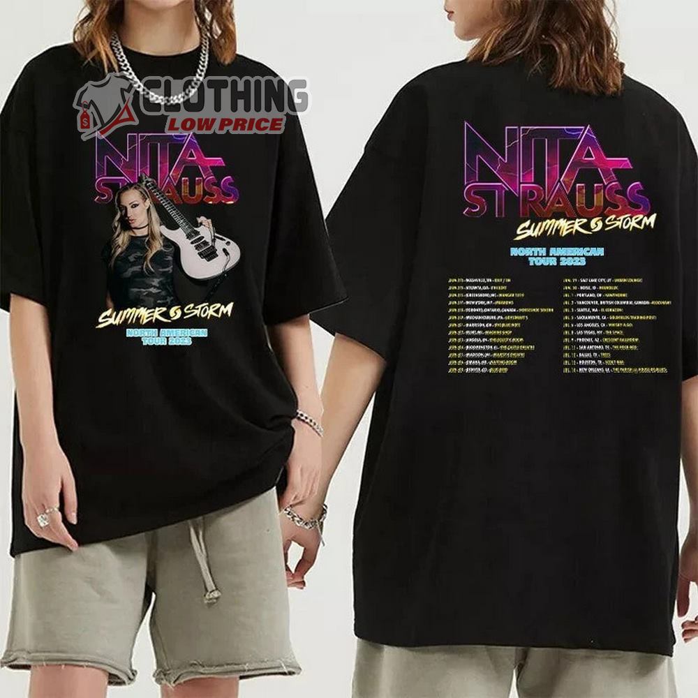 Nita Strauss North American Tour Dates 2023 Merch, Nita Strauss Summer Storm 2023 Tour Shirt, Nita Strauss Rock Tour 2023 Tickets T-Shirt