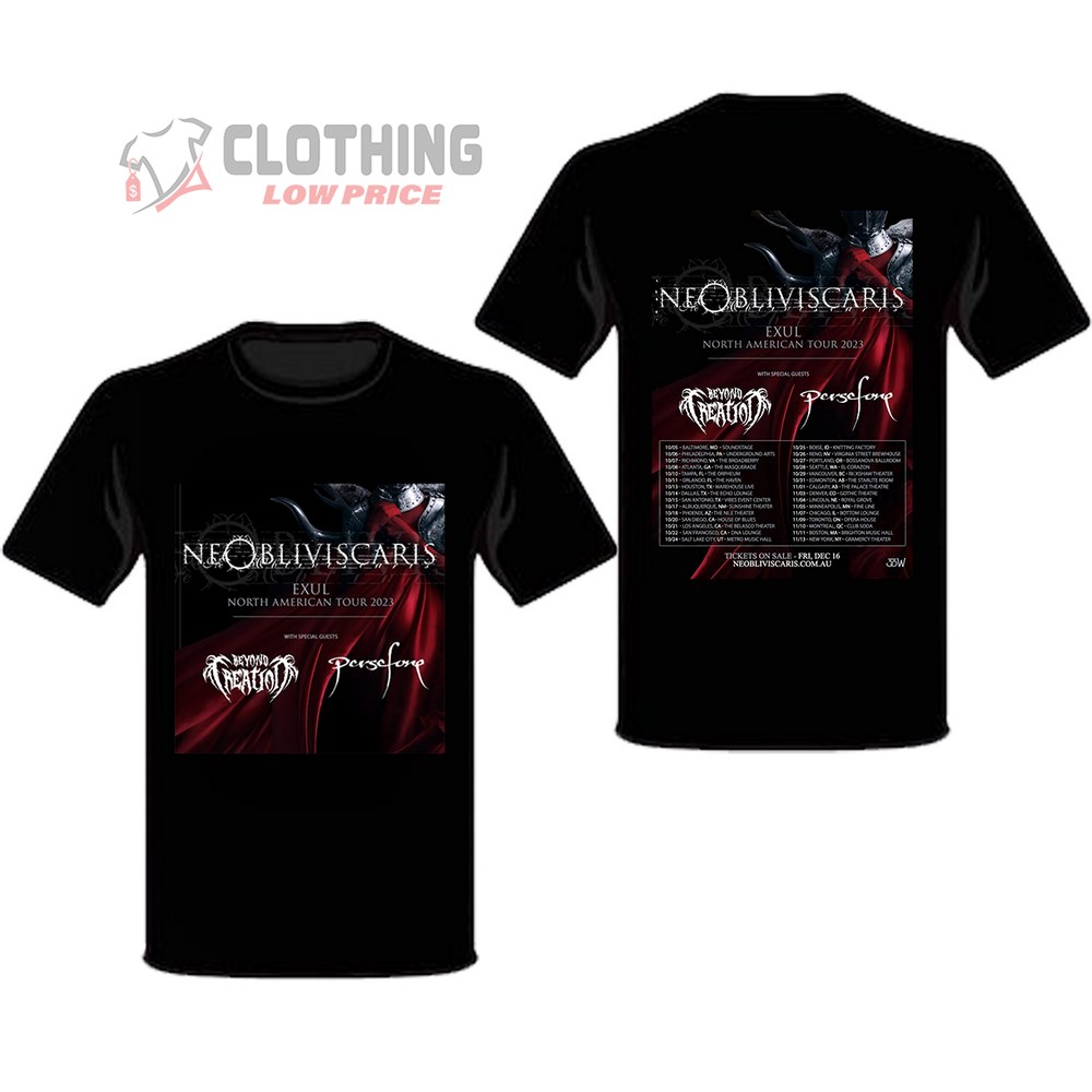 North American Tour 2023 Merch, Ne Obliviscaris Tour 2023 Usa Tickets Shirt, North American Tour 2023 Setlist T-Shirt