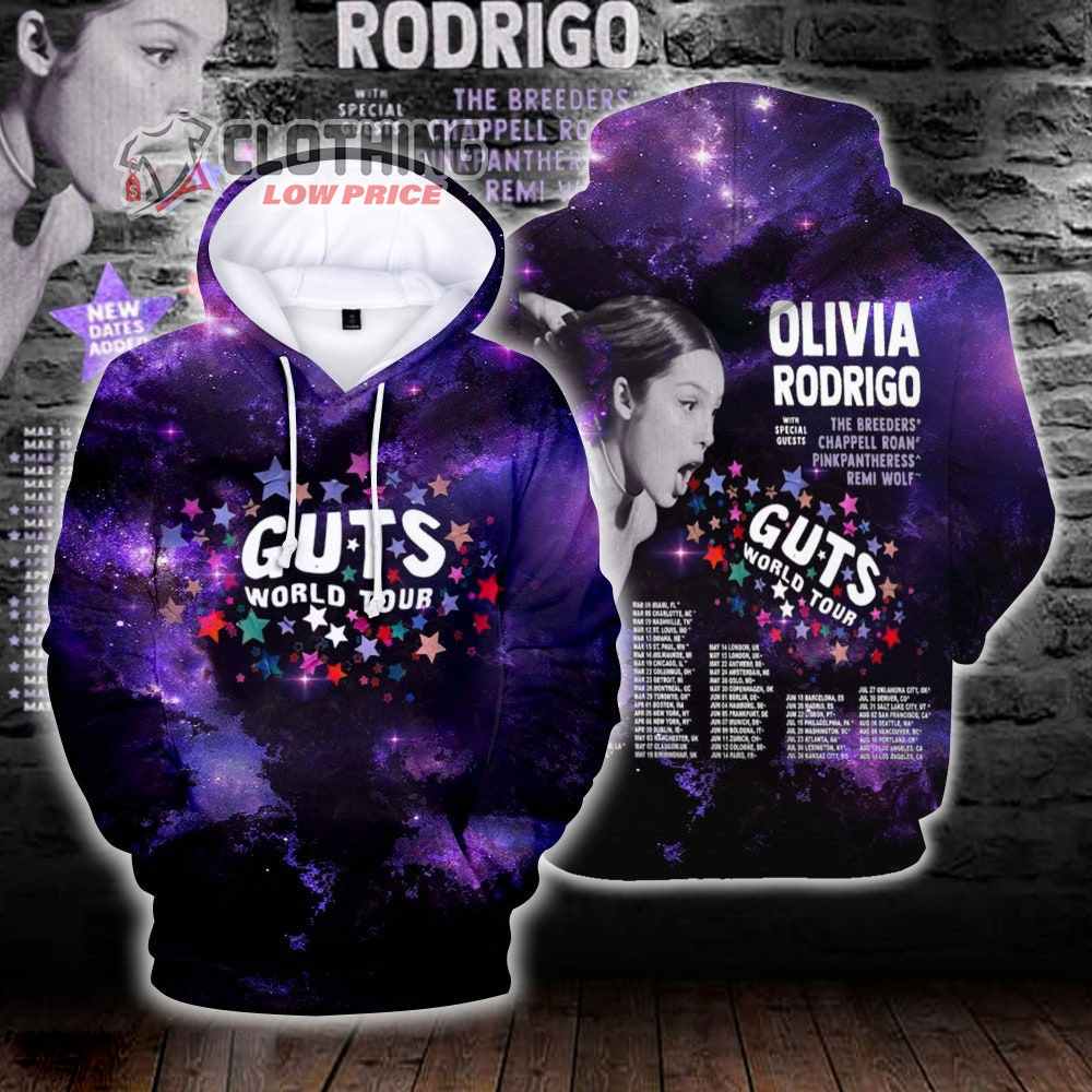 Olivia Rodrigo 3D Merch, Olivia Rodrigo Guts Full Date Tour 2024 Hoddie 3D All Over Printed