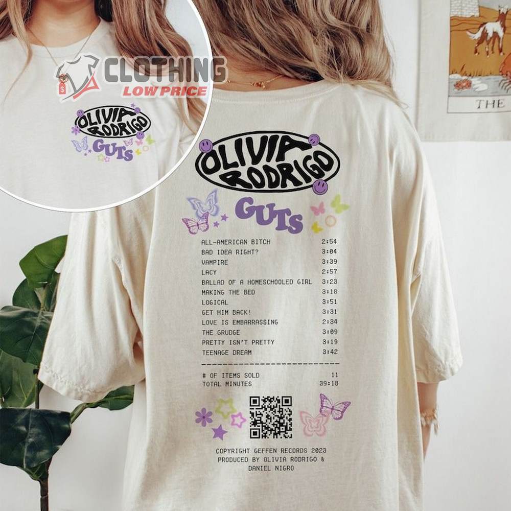 Olivia Rodrigo Guts Unisex T-Shirt, Olivia Rodrigo Album Tracklist Tee, Olivia Rodrigo Album Merch, Vampire Song Merch