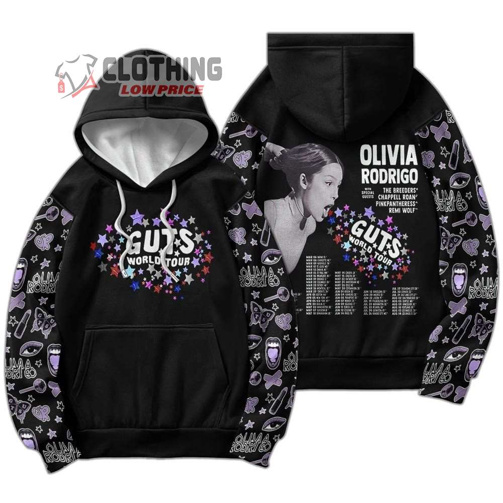 Olivia Rodrigo New Album Guts Fall Tour 2023 Merch, Vampire Lyrics Olivia Rodrigo Shirt, Guts Tour Olivia Rodrigo 3D Hoodie All Over Printed