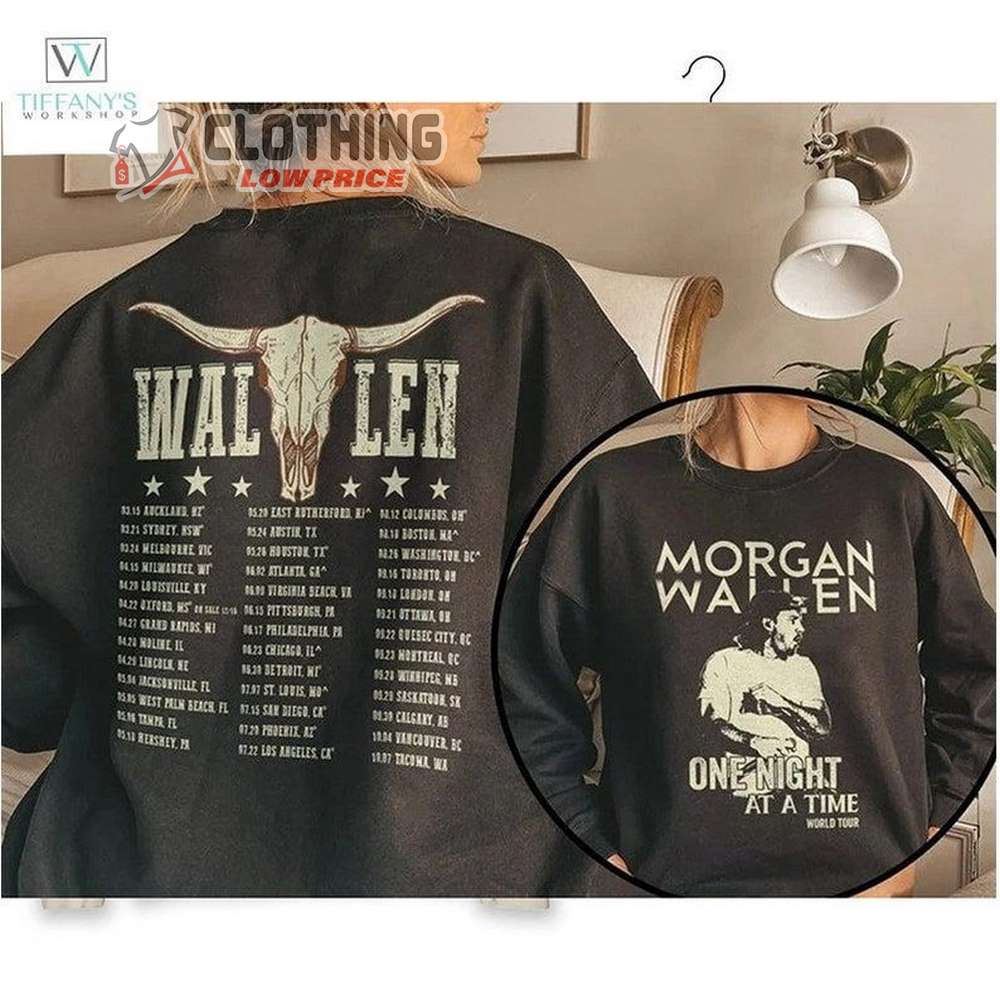 One Night At A Time World Tour 2023 Wallen Tshirt, Wallen Western World Tour Dates Sweatshirt, Country Music Cowboy Wallen Hoodie