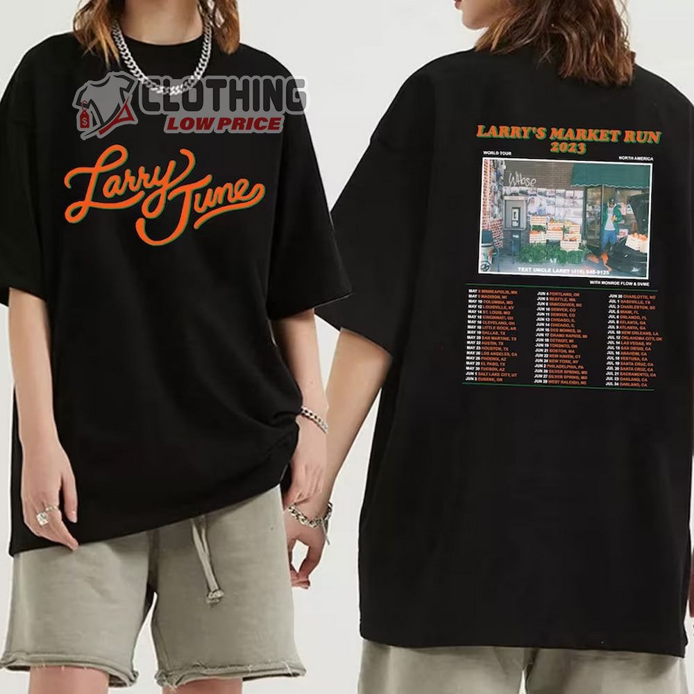 Rapper Larry June North America 2023 Tour Merch, Larry's Market Run 2023 World Tour Shirt, Larry's Market Run World Tour 2023 Setlist T-Shirt