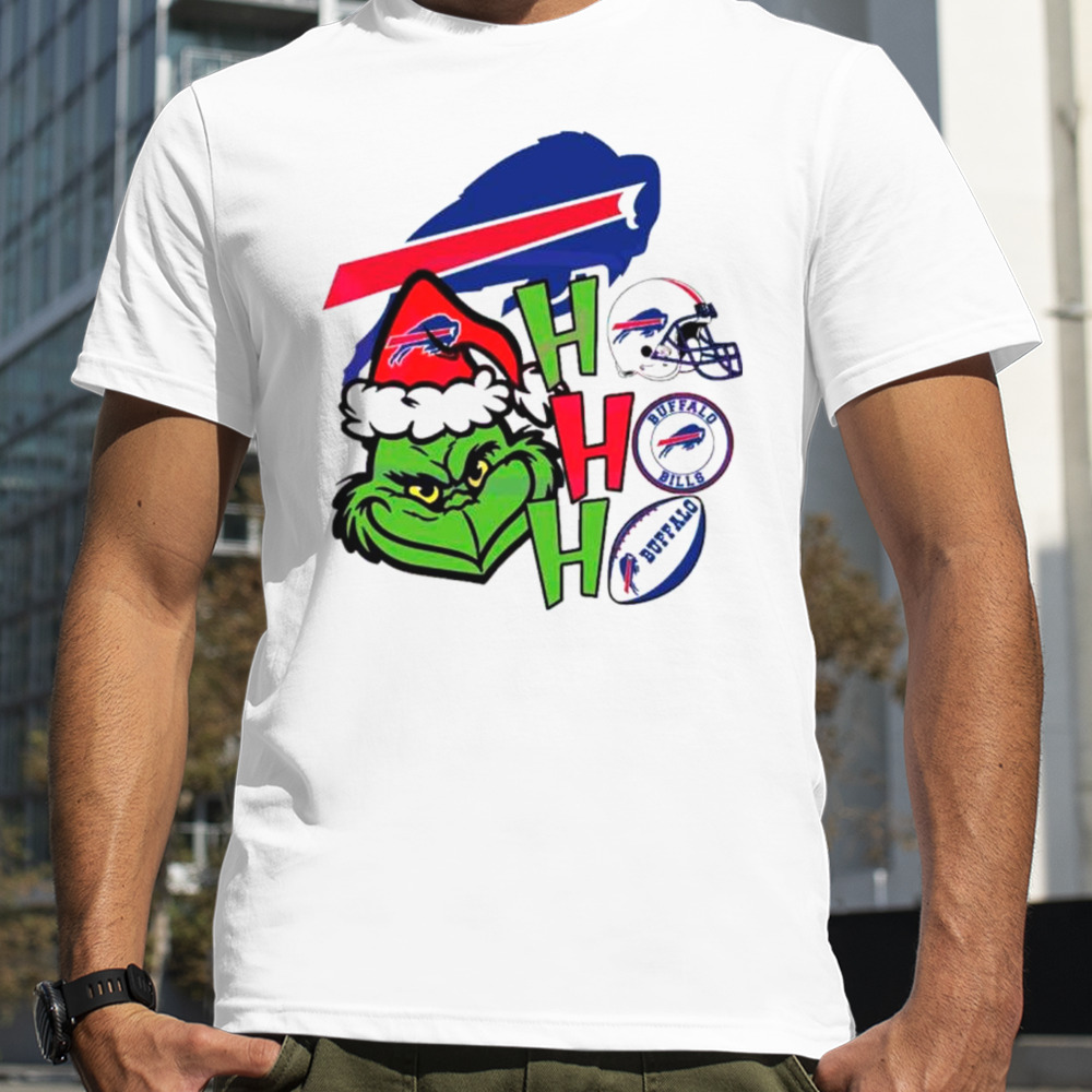 Grinch Santa hat Ho Ho Ho Buffalo Bills shirt