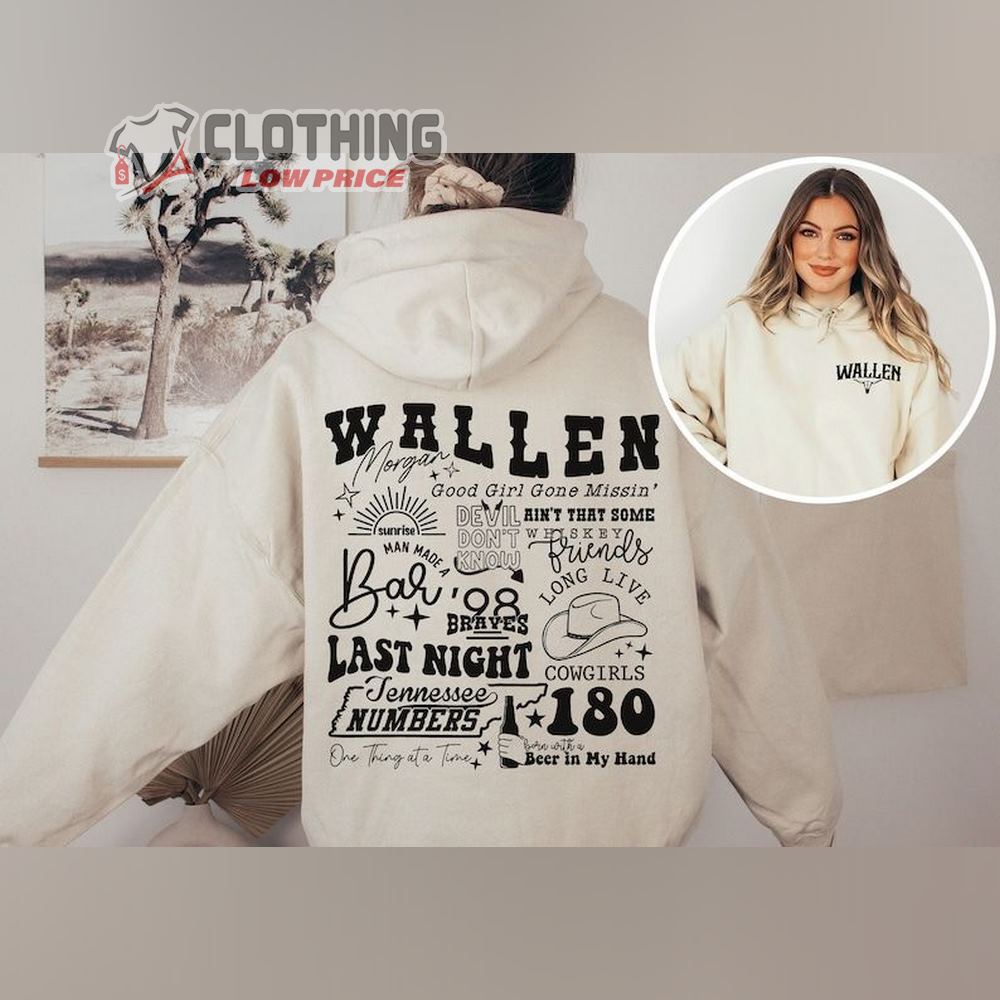 Retro Wallen Western Hoodie Sweatshirt Crewneck Vintage Wallen Cowboy Girl Hoodie Country Music Shirt Double Sided Morgan Graphic T-Shirt