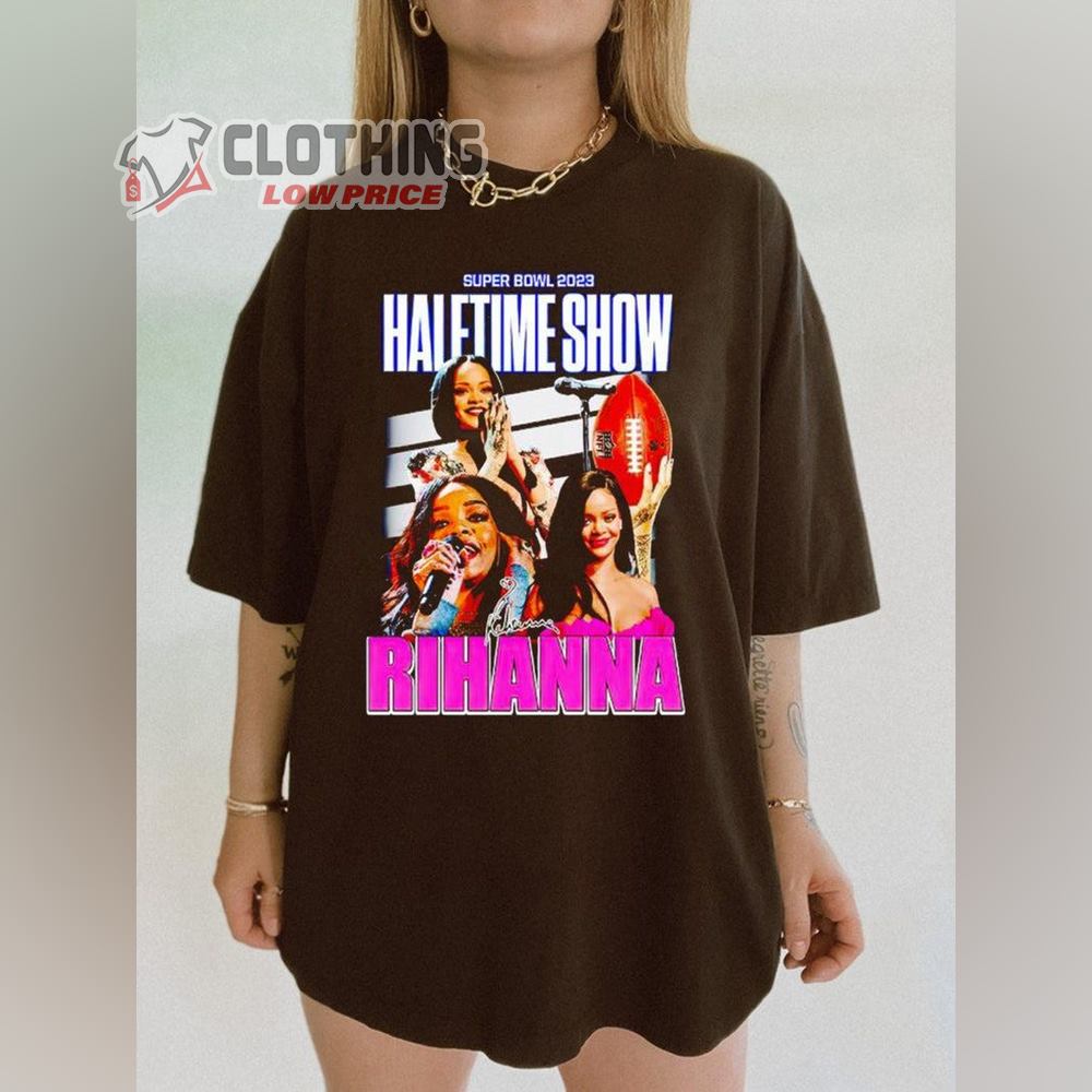 Rihanna Supper Bowl 2023 Time Show Merch, Rihanna Haft Time Show Shirt, Rihanna Football Super Bowl 2023 T-Shirt