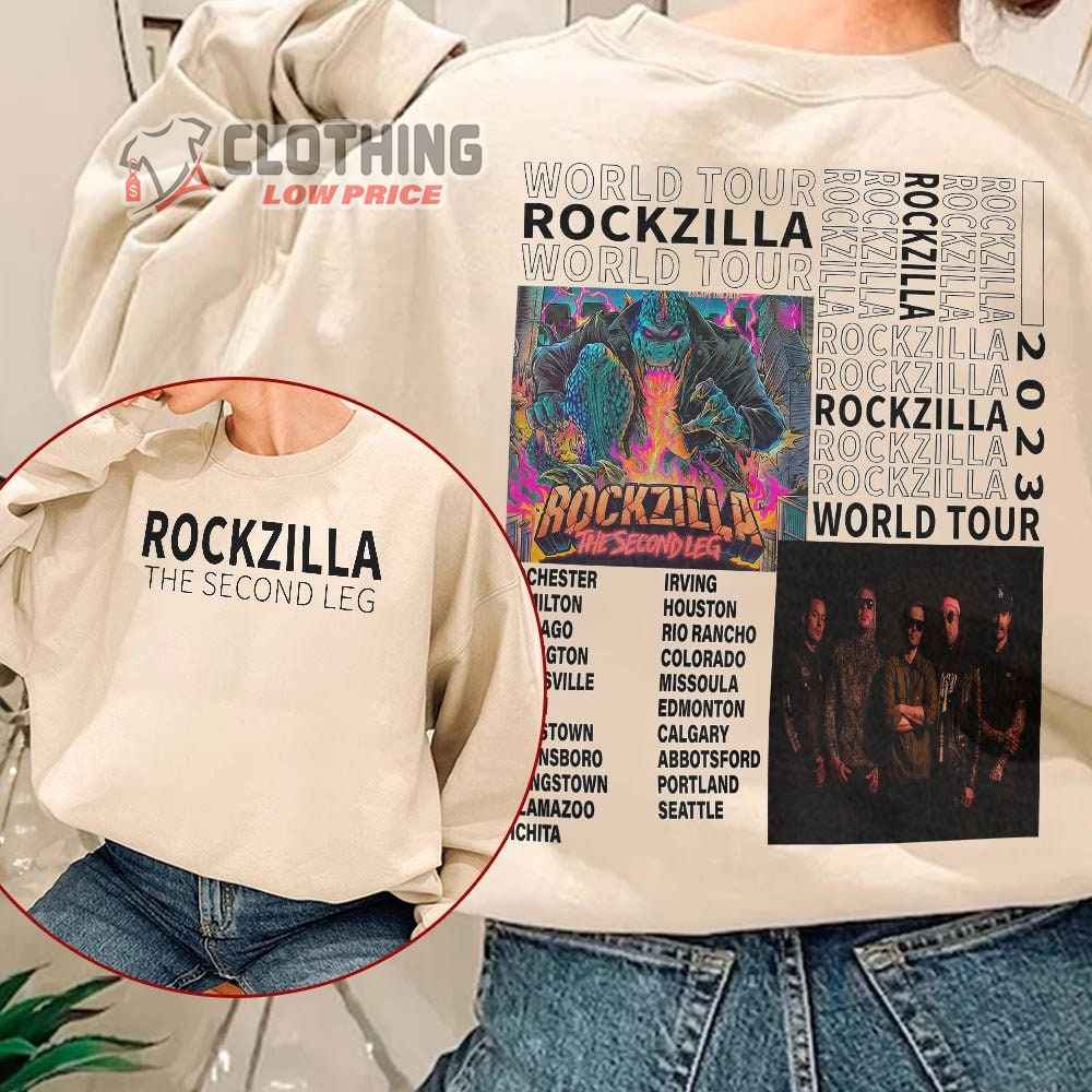 Rockzilla Rock Band World Tour 2023 Mercg Rockzilla The Second Leg Tour 2023 Shirt Rockzilla Rock Band Concert 2023 T-Shirt