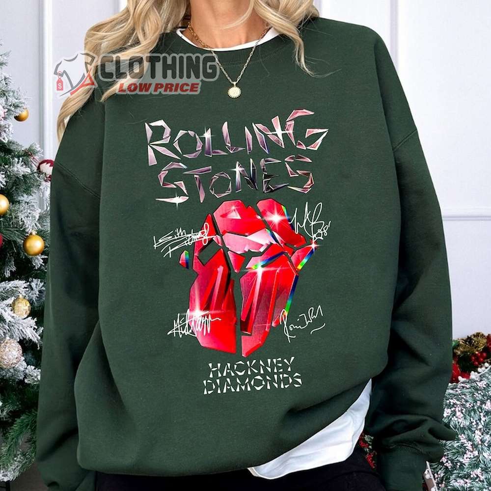 Rolling Stones 2024 Tour Signatures Merch, Hackney Diamonds Album Shirt, The Rolling Stones Tour 2024 Tickets Aarp Sweatshirt