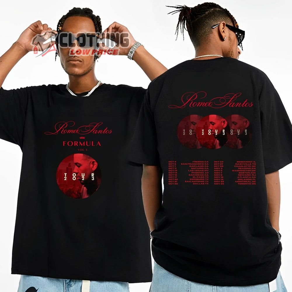 Romeo Santos Formula Vol3 Tour Dates 2023 Merch, Romeo Santos 2023 Concert Shirt, Formula Vol3 Tour USA T-Shirt