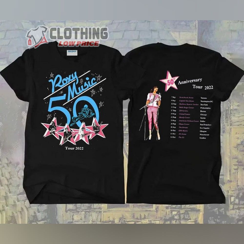 Roxy Music 50Th Anniversary Tour 2022 Setlist Dates T-Shirt, Roxy Music Glasgow Manchester London T-Shirt