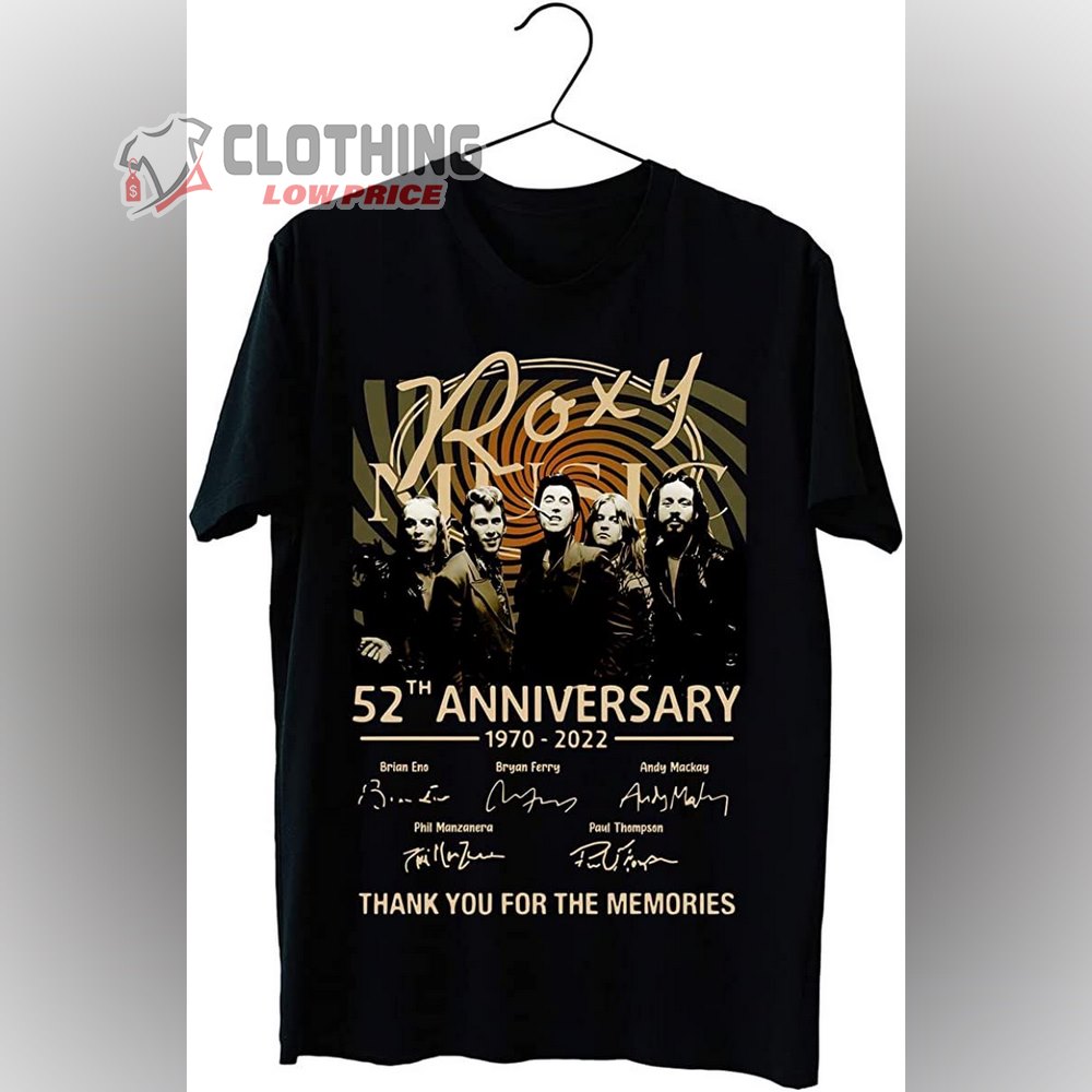 Roxy Music Rock Band 50th Anniversary Tour Merch, Roxy Music 2022 Tour 1970 - 2022 T-Shirt