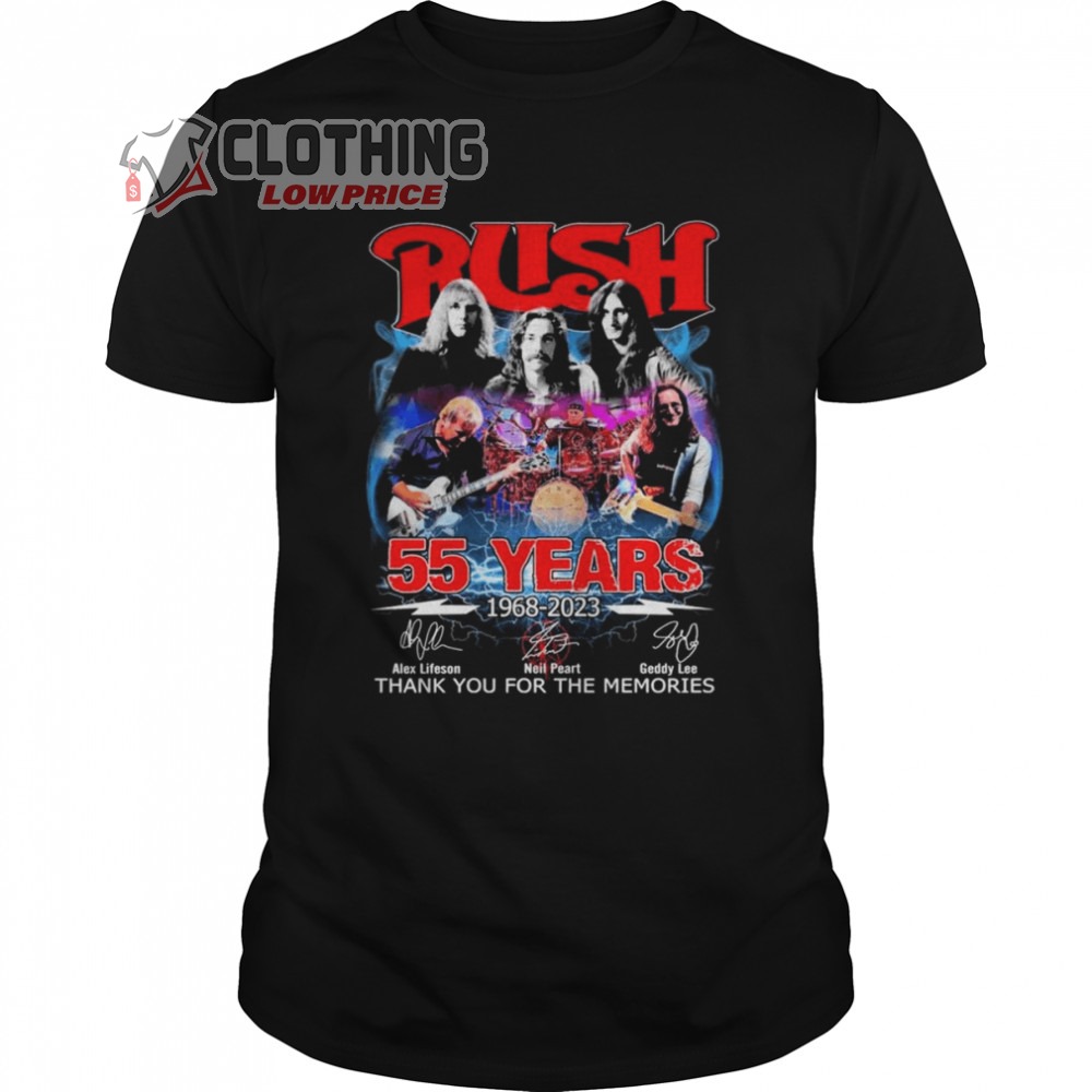 Rush 55 Years 1968-2023 Thank You For The Memories Merch Rush 55 Years Signatures Shirt Rush World Tour 2023 T-Shirt