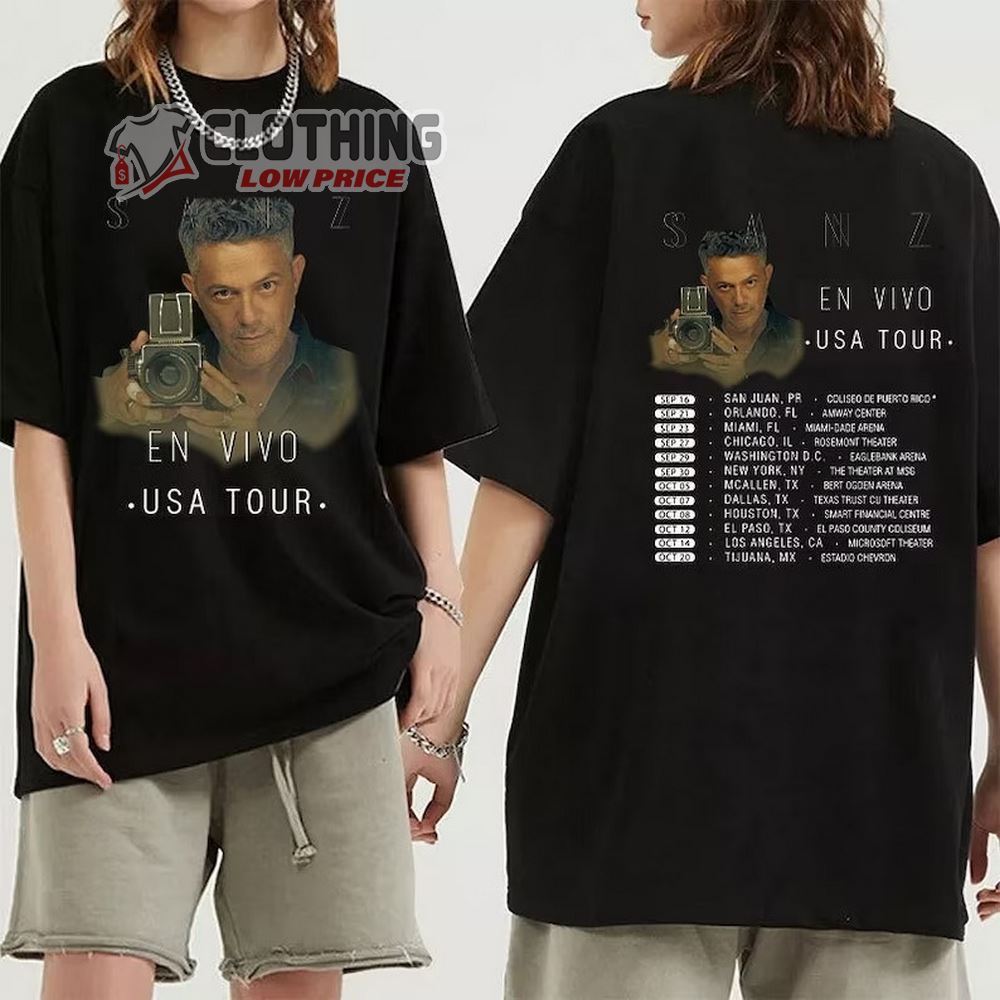 San En Vivo USA Tour 2023 Merch, Alejandro Sanz 2023 Tour Shirt, Alejandro Sanz 2023 Concert Tour Dates T-Shirt